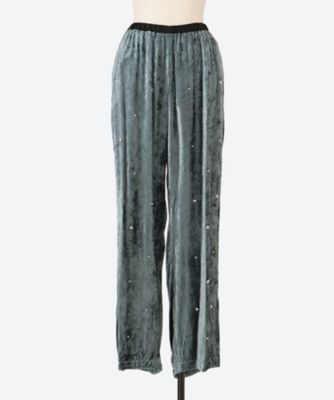NE QUITTEZ PAS (Women)/ヌキテパ CRUSHED VELVET PEARL BEADS PANTS GREEN パンツ・ズボン【三越伊勢丹/公式】