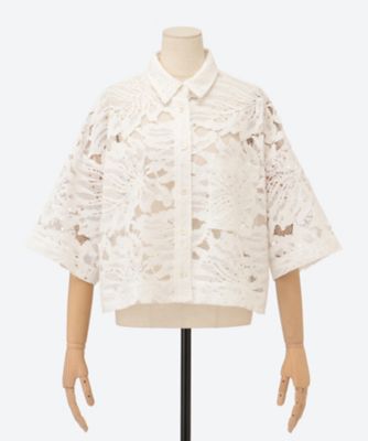 ＜SACRA (Women)＞ＬＥＡＦ　ＲＡＳＣＨＥＬ　ＬＡＣＥ　ＣＲＯＰＰＥＤ　ＳＨＩＲＴ