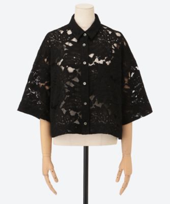 LEAF RASCHEL LACE CROPPED SHIRT | SACRA