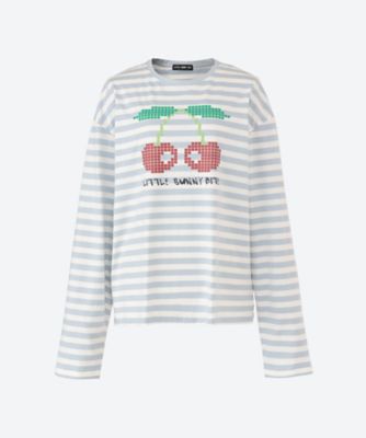 ＜Little Sunny Bite (Women)＞ｓｔｒｉｐｅ　ｃｈｅｒｒｙ　ｌｏｇｏ　ｔｅｅ