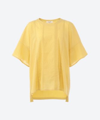 ＜super hakka feuille (Women/大きいサイズ)＞ドットジャカード＋レーステープミックス製品染めカットソー