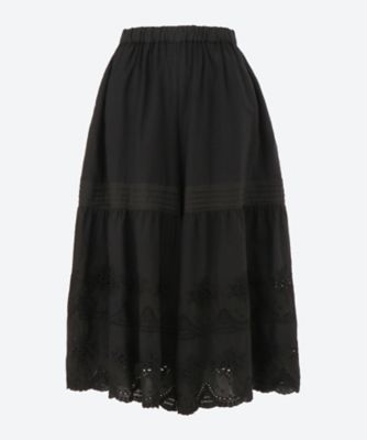 ＜super hakka feuille (Women/大きいサイズ)＞コットンローンダブルスカラップレースフレアパンツ