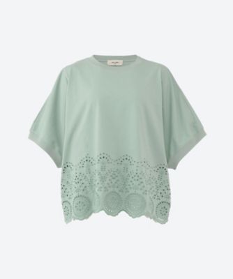 ＜super hakka feuille (Women/大きいサイズ)＞サークルスカラップレースドルマンＴシャツ
