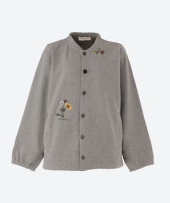 ＜super hakka feuille (Women/大きいサイズ)＞コットンアクリル裏起毛裏毛クロスステッチフラワー刺繍ブルゾン