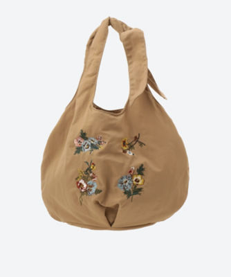 ＜super hakka feuille (Women/大きいサイズ)＞「ｇｌａｎｔａ」クロスステッチＭＩＸフラワー刺繍リボンバッグ