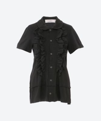 24年春夏 tao コムデギャルソン 綿天竺×綿クロス製品染丸襟半袖カットソーM 綿天竺×綿クロス製品染丸襟半袖カットソー | tao (Women)/タオ