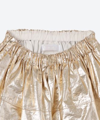 綿ツイル箔プリント 製品洗 ウエストゴムギャザースカート TP