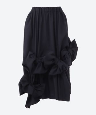 ウールエステルサージ先染 リボンモチーフ ウエストゴムスカート TP