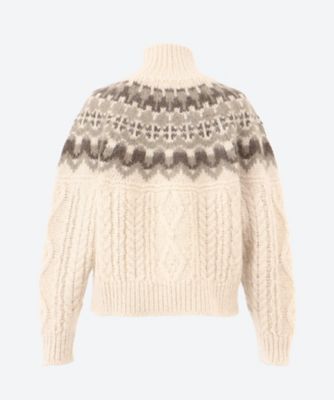 BATONER　ノルディック柄　アイボリー　 モヘヤ　ウールアルパカ　2 バトナー ニット ノルディック柄 ウール モヘヤ アルパカ アイボリー