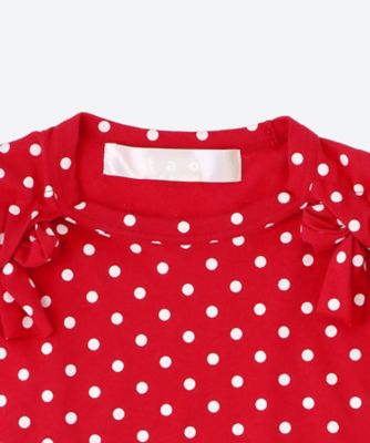 綿天竺水玉プリント リボンモチーフ付長袖カットソー TP―T017