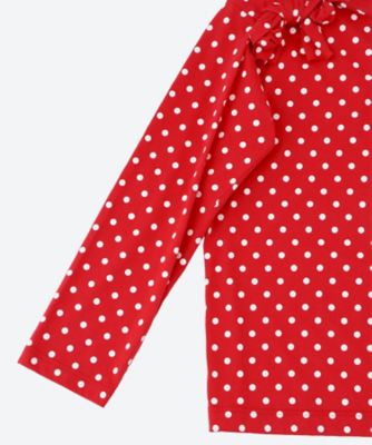 綿天竺水玉プリント リボンモチーフ付長袖カットソー TP―T017