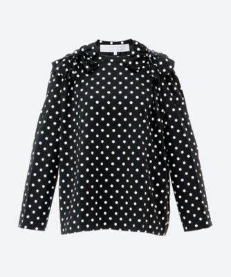 tao (Women)/タオ 綿天竺水玉プリント リボンモチーフ付長袖カットソー TP―T017―051 黒×白 トップス【三越伊勢丹/公式】