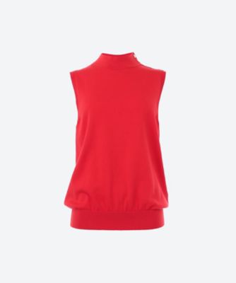 ＜SLOANE (Women)＞１８Ｇ天竺強撚コットンモックネックノースリーブニットプルオーバー