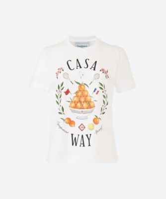 ＜CASABLANCA (Women)＞Ｔシャツ　ＣＡＳＡ　ＷＡＹ　ＰＲＩＮＴＥＤ　ＦＩＴＴＥＤ　Ｔ－ＳＨＩＲＴ