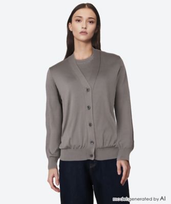 ＜SLOANE (Women)＞１８Ｇ天竺シルクワイドフィットＶネックカーディガン