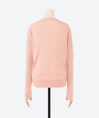 名品美品　SLOANE　シルク100％　18Gワイドリブニット ピンク L/３⭐︎ SLOANE - SLOANE / スローン | 18G シルク ワイドリブ クルー