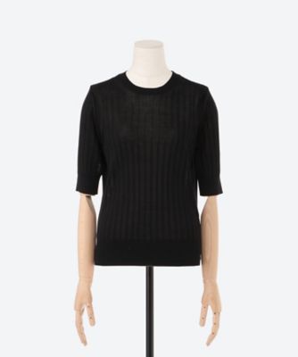 18Gワイドリブ シルク 五分袖クルーネックセーター | SLOANE