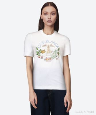 ＜CASABLANCA (Women)＞Ｔシャツ　ＡＰＰＡＲＴＥＭＥＮＴ　ＤＡＮＳ　ＬＥＳ　ＡＩＲＳ　ＰＲＩＮＴＥＤ　ＦＩＴＴＥＤ　Ｔ―ＳＨＩＲＴ