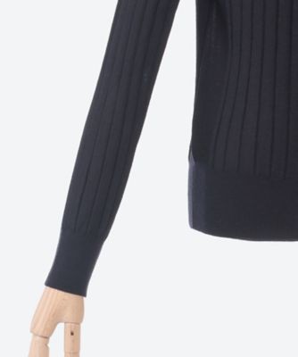 美品 スローン 18G ワイドリブ ウール シルク クルーネック ブラウン 2 18Gワイドリブ ウール×シルク クルーネック | SLOANE (Women