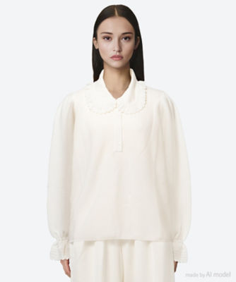 ＜MOLLI (Women)＞ＫＮＩＴ　ＢＬＯＵＳＥ　ＷＩＴＨ　ＬＡＣＥ　ＣＯＬＬＡＲ