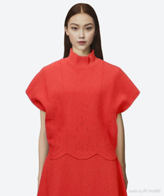 ＜MOLLI (Women)＞ＣＯＵＴＵＲＥ　ＥＭＢＲＯＩＤＥＲＹ　ＫＮＩＴ　ＳＣＡＬＬＯＰＥＤ　ＴＯＰ