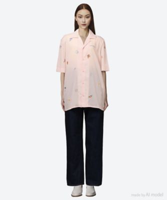 シャツ　ＥＭＢＲＯＩＤＥＲＹ　ＬＯＧＯ　ＳＨＯＲＴ　ＳＬＥＥＶＥ　ＳＨＩＲＴ　Ｕ―ＷＰＳ２５―ＳＨ―０８２―０１