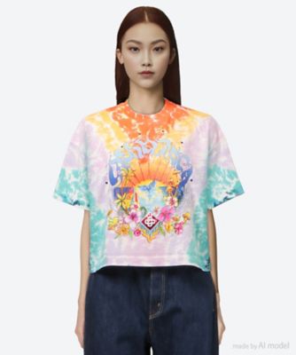 CASABLANCA (Women)/カサブランカ Ｔシャツ　ＳＵＲＦ　ＴＲＩＰ　ＰＲＩＮＴＥＤ　ＥＭＢＥＬＬＩＳＨＭＥＮＴ　ＴＩＥ　ＤＹＥ　Ｔ―ＳＨＩＲＴ　ＷＳ２５―ＪＴＳ―０３７―０１
