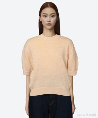 BATONER (Women)/バトナー セーター　ＷＡＳＨＥＤ　ＨＩＧＨ　ＣＯＵＮＴ　ＬＩＮＥＮ　ＣＲＥＷ　ＮＥＣＫ　Ｓ／Ｓ　ＢＮ―２５ＳＬ―０２３