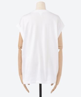 コットンクルーネック刺繍ノースリーブＴシャツ　７９１７－２２２－００１１