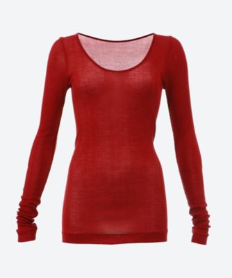 MALU (Women)/マル カットソー　Ｄｅｅｐ　Ｕ―ｎｅｃｋ　ｌｏｎｇ　ｓｌｅｅｖｅ　ＯＬＩＶＩＡ＊