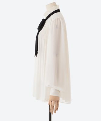 バイカラーリボンプリーツブラウス LU224―112 | L'UNE (Women