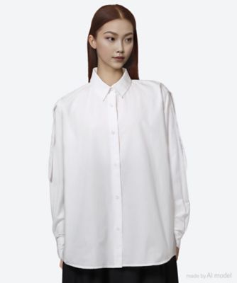 ＜SEEALL (Women)＞ブラウス　ＲＩＢＢＯＮ　ＳＨＯＵＬＤＥＲ　ＳＨＩＲＴＳ　ＳＡＷ５１―ＳＨ３０２―Ｉ―００１