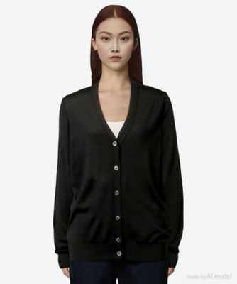 ＜SLOANE (Women)＞１８Ｇ天竺　シルク　Ｖネックカーディガン　ＳＬ１０Ｓ―０３２