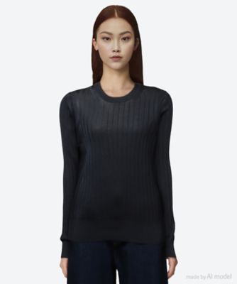 美品⭐︎SLOANE シルク100%クルーネックニット 日本製⭐︎ 18Gワイドリブ シルク クルーネックセーター SL8S－582