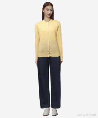 18Gワイドリブ シルク クルーネックカーディガン SL8S－585