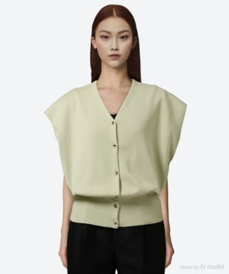 ＜LOWER (Women)＞セーター　１８Ｇ　Ｍｉｌａｎ　Ｒｉｂｓ　Ｓｌｅｅｖｅｌｅｓｓ　ｂｕｔｔｏｎ　Ｄｏｗｎ　ＴｏｐｓＬＷ－６９