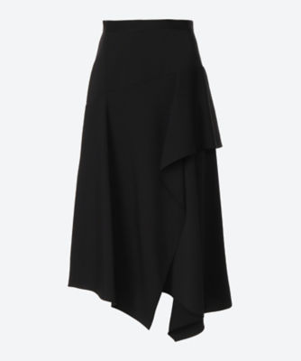 【美品】アキラナカ　ロングスカート　ドレープ　アシンメトリー　ポケット付き　黒