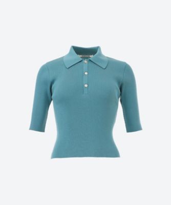 AURALEE GIZA HIGH GAUGE RIB KNIT POLO