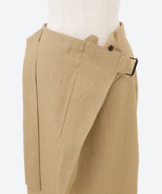 Breezy Personality Beige Linen Midi Wrap Skirt