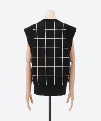 HYKE PLAID JACQUARD SLEEVELESS SWEATER - culturabombinhas.com.br