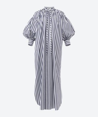 HYKE 22SS T/C STRIPED GATHERED DRESS-