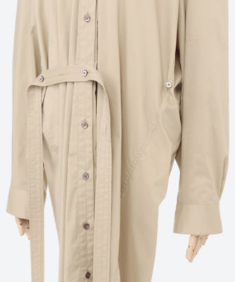 国内発送【LEMAIRE】ギャザー◇シルクブレンド◇シャツドレス アシンメトリー シャツドレス レディース | LEMAIRE | 24S