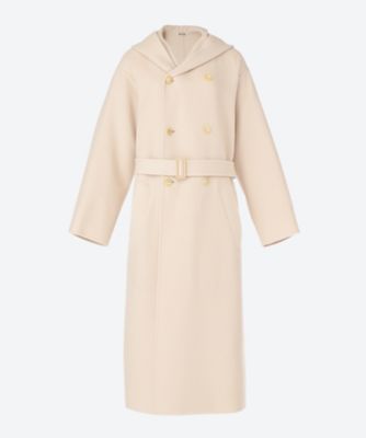 velour brushed wool melton hand sewn hooded double coat