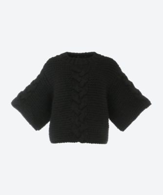 ＜HYKE (Women)＞ＣＡＢＬＥ―ＫＮＩＴ　ＨＡＬＦ　ＳＬＥＥＶＥ　ＳＷＥＡＴＥＲ