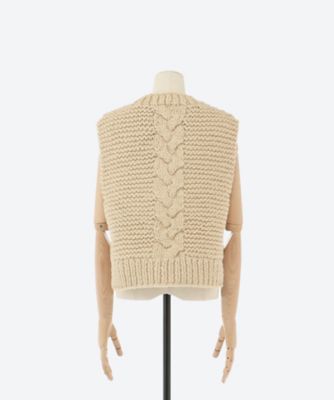 CABLE―KNIT CROPPED VEST | HYKE (Women)/ハイク 