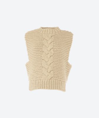 HYKE CABLE-KNIT CROPPED VEST | angeloawards.com