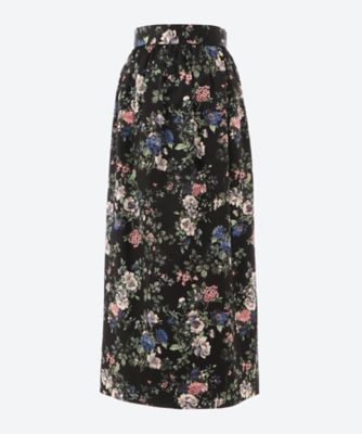 ＜leur logette (Women)＞Ｖｉｎｔａｇｅ　ｆｌｏｗｅｒ　ｓａｔｉｎ　ｓｋｉｒｔ