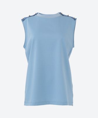 ＜leur logette (Women)＞Ｐｉｍａ　Ｃｏｔｔｏｎ　ｓｌｅｅｖｅｌｅｓｓ　ｔｏｐ