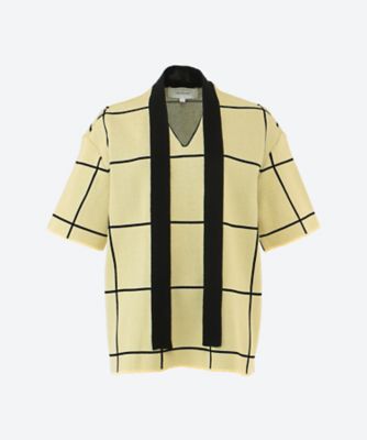 ＜AKIRANAKA (Women)＞Ｒａｄｋａ　ｔｉｅ　ｃｏｌｌａｒ　ｐｌａｉｄ　ｋｎｉｔ　ＰＯ　ＹＥＢＫ