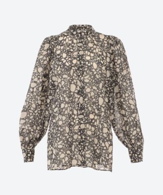 ＜HYKE (Women)＞ＰＥＢＢＬＥ　ＰＲＩＮＴＥＤ　ＢＬＯＵＥ